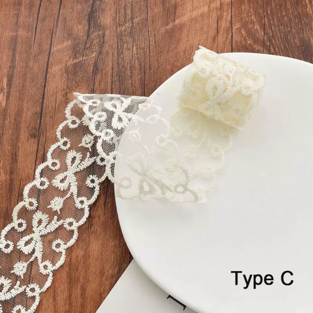 Lace Ribbon Trim - شريط دانتيل قطني نقي بطول 5