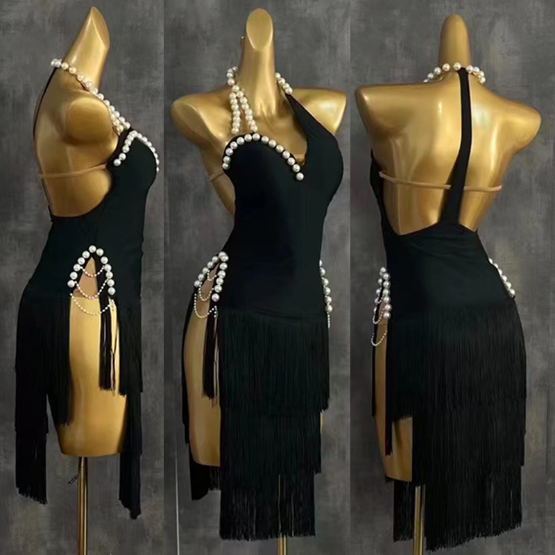 2025 الراقية فستان رقص اللاتين - مراجعة Beaded Trim Fringe وسعره