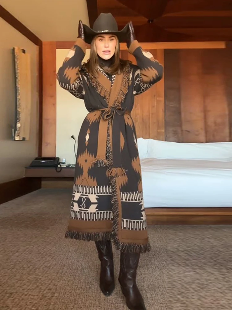 كارديجان نسائي طويل مزين بالشر - مراجعة Tassel Fringe Trim وسعره