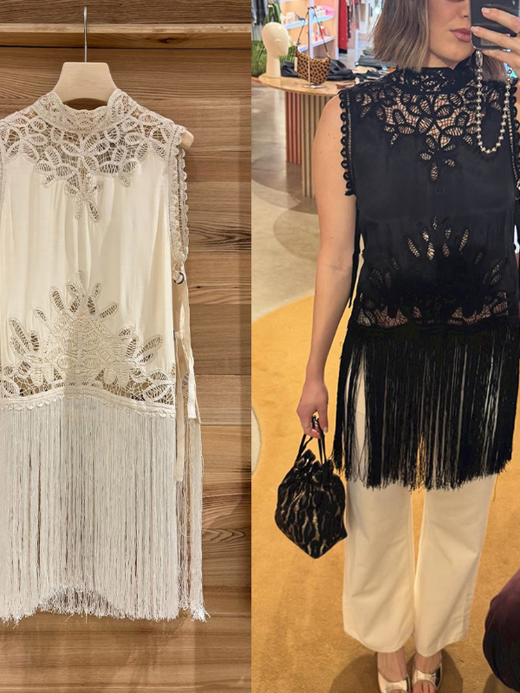 بلوزة نسائية صيفية 2026 بتصميم - مراجعة Tassel Fringe Trim وسعره